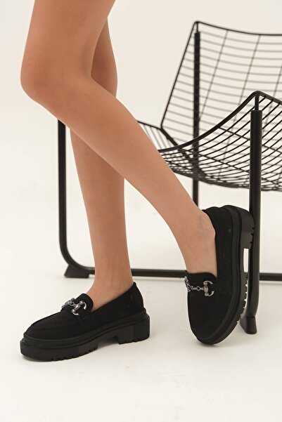 Lizzu Γυναικείο Loafer Clare Black Suede - Λεπτομέρεια πόρπης