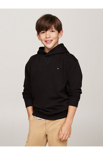 Tommy Hilfiger Black Hooded Full Sleeve Solid Sweatshirts