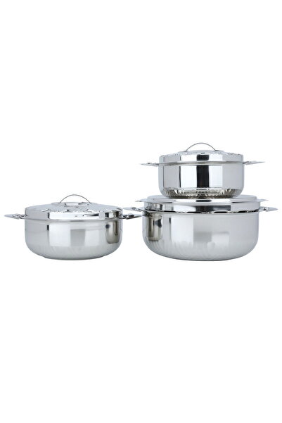 Alsaif Gallery El saif Gallery Steel Food Container Set, 3 Pieces - Silver