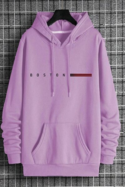 NO 601 Ανδρικό φούτερ με κουκούλα Boston σε ανοιχτό ροζ χρώμα