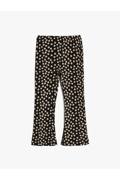 Koton Cotton Floral Printed Elastic Waist Spanish Leg Leggings