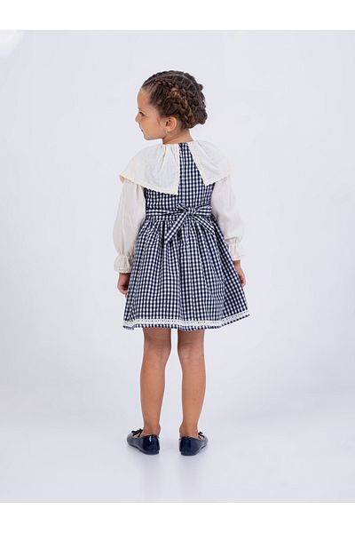 Filizdens Kids Girl's Dress Collar Embroidered Pitching Dress Casual Birthday Dress