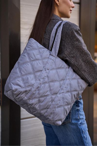 Madamra Graue Damen-Pufftasche mit Steppmuster