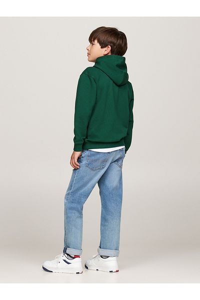 Tommy Hilfiger Green Hooded Full Sleeve Solid Sweatshirts