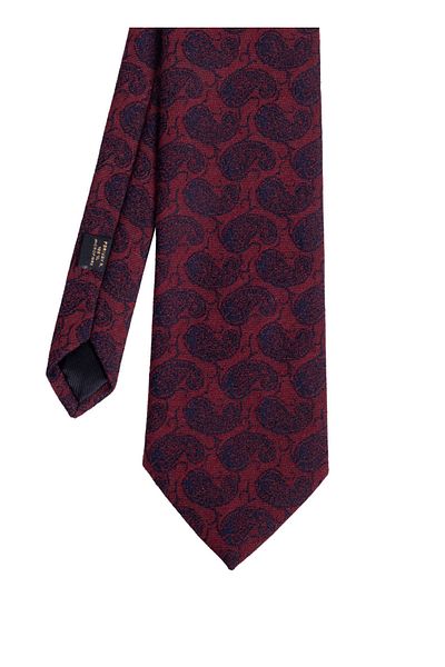 CROATE Burgundy Shawl Pattern Soft Cotton Fabric Tie
