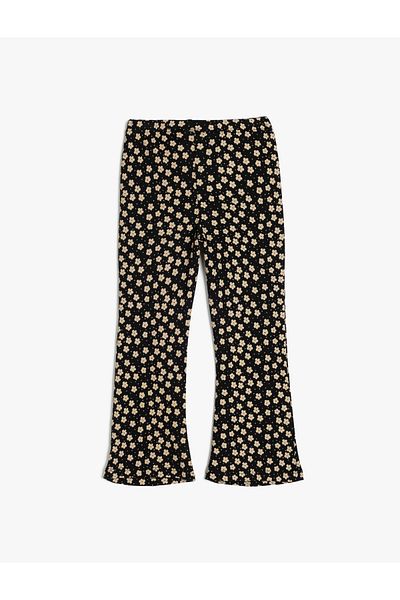 Koton Cotton Floral Printed Elastic Waist Spanish Leg Leggings