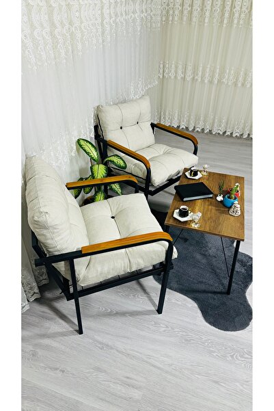 Madame Home Lale Balkon, Bahçe, Cafe  Metal Kanepe Koltuk Takımı 2 Tekli + Sehpa