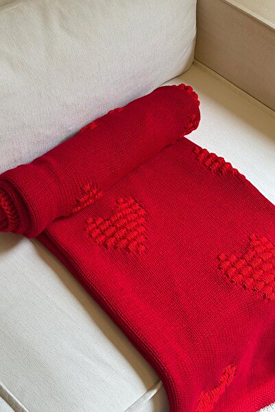 SHERIN Red Heart Pillowcase Blanket Set