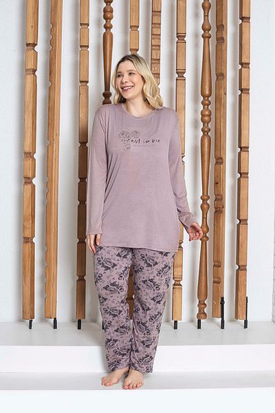 GUAVA+ Purple Printed Women's Long Sleeve Pjamas Suit