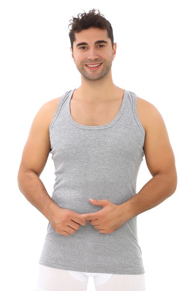 ENTAHA Tutku Men's Tutku 6-Piece Gray Ribbed Lycra Strap Undershirt