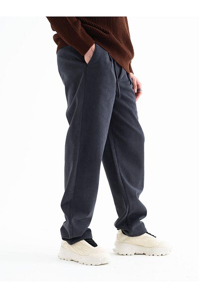JR3 Men's Baggy Loose Fit Velvet Pants, Relaxed Fit Waist Tie Side Pocket Trousers
