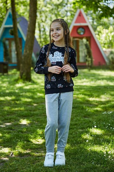 ERDEM İÇ GİYİM Set pijamale de iarnă Erdem Black pentru fete A2652
