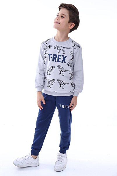 RAPAPA Set de top cu mânecă lungă cu imprimeu din dinozaur pentru băiat 2 fir...