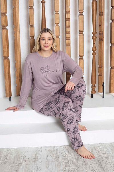 GUAVA+ Purple Printed Women's Long Sleeve Pjamas Suit