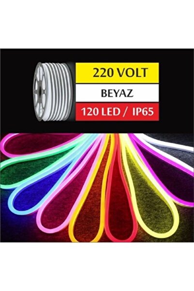 ERBAY Neon Esnek Şerit Led 5 Metre Beyaz + 220 Volt Fiş