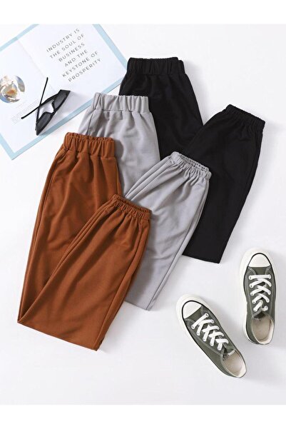 yg ydn giyim Unisex Μαύρο Γκρι Καφέ 3 Πακέτο - Φούτερ με ελαστικό πόδι