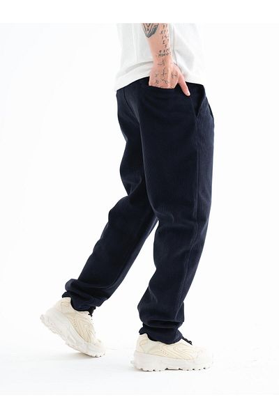 JR3 Men's Baggy Loose Fit Velvet Pants, Relaxed Fit Waist Tie Side Pocket Trousers