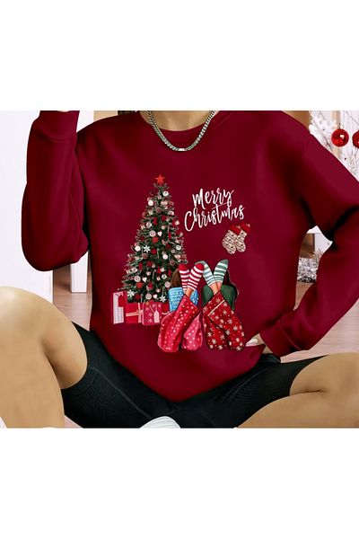 REKA MODA    Women's Long Sleeve Crew Neck Viscose Two Thread Blouse