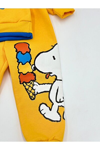 Ege Bebek ERKEK ÇOCUK 1-2-3-4 YAŞ SNOOPY BASKILI KIŞLIK 3 İP ŞARDONLU ALT ÜST TAKIM