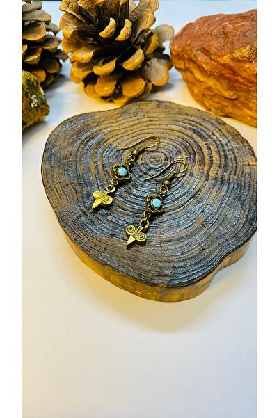 Porsuk Alternatif El yapımı pirinç aparatlı küpe