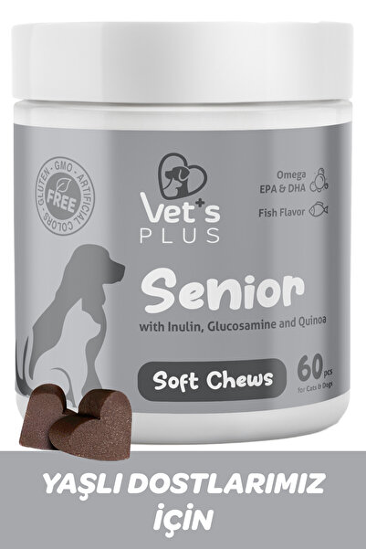 Vet's Plus Senior Çiğnenebilir Tablet 60'lı (Yaşlı Kedi ve Köpekler İçin Inul...