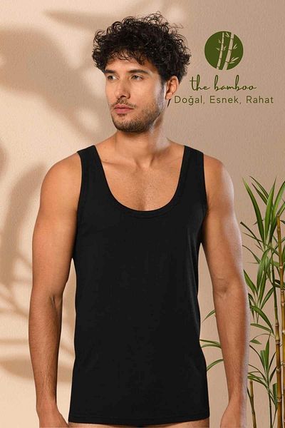 ERDEM İÇ GİYİM Weweus Black Super Thin Men's Natural Bamboo Tank Top 1114