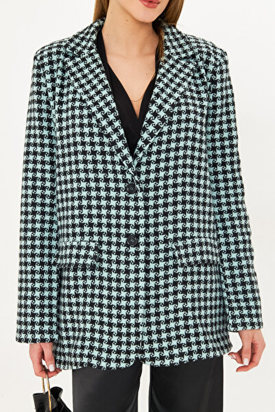 armonika Men's Lapel Mint Women's Oversize Jacket - Pocket Flap, Padded Arm-25K 001060