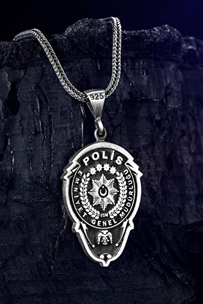 OSMANLI GÜMÜŞ Polis Rozeti Kolyesi - Emniyet Teşkilatı Arması Gümüş Kolyesi