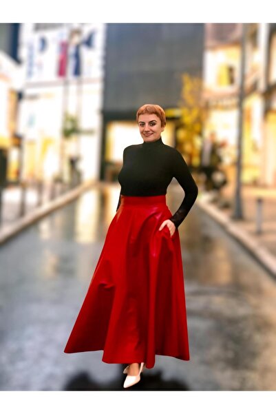 wisteriA Deri cepli  kloş uzun etek