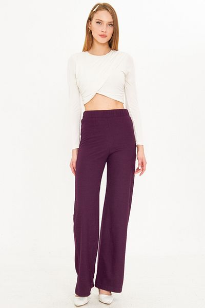 armonika Pantaloni cu cusături căptușiți cu talie elastică violet pentru femei ARM-25K 001092