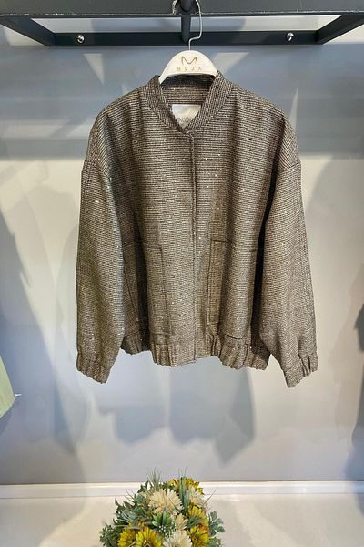 Unıquemode Uw 253012   Unique Pullu Fabric Bomber Jacket