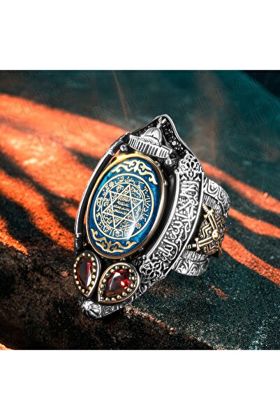 Takılingo 925 Ayar Gümüş Süleyman Mührü Ayarlanabilir Mescid-i Aksa Detaylı Z...