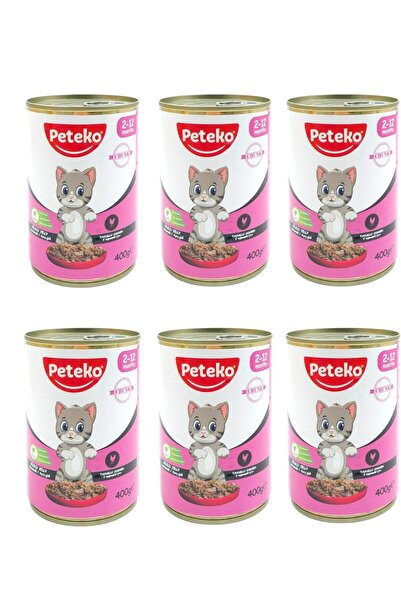 Peteko Tavuklu Yavru Kedi Konservesi (2-12 Aylık) 6 Adet