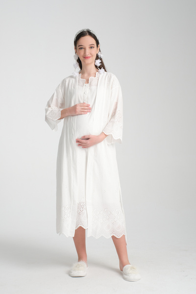 Effortt Copy - Set of 4 Scalloped Detailed Pajamas for Maternity Pregnant