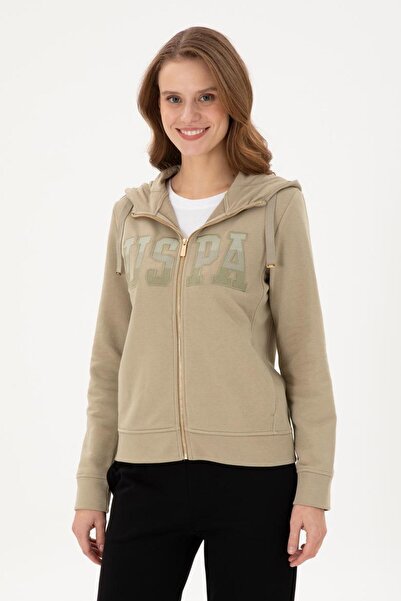 U.S. Polo Assn. Women's Light Khaki Basic Hooded Sweatshirt Tekspor 193920 .2