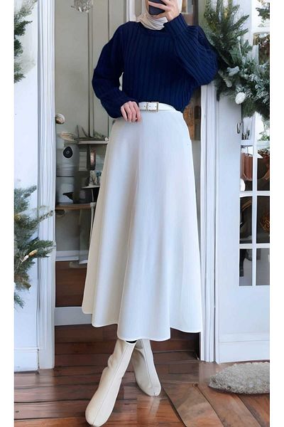 CNG MODA Scuba Flared Skirt with Back Zipper