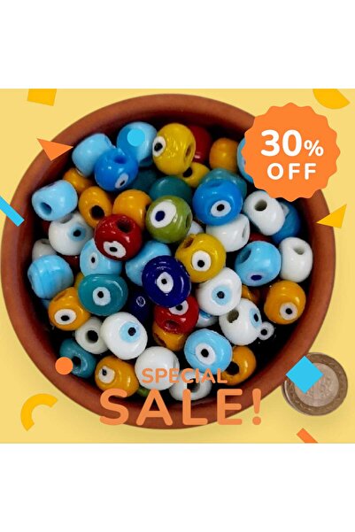 ella'nın çarşısı 50 قطعة خرز داناجوز زجاجي مختلط الألوان من عين الشر. قياس 1....