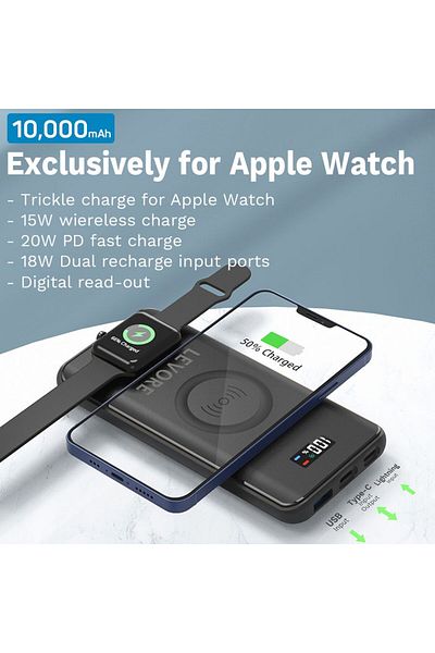 Levore Power Bank with Wireless Charging 10000 mAh 20W - Black