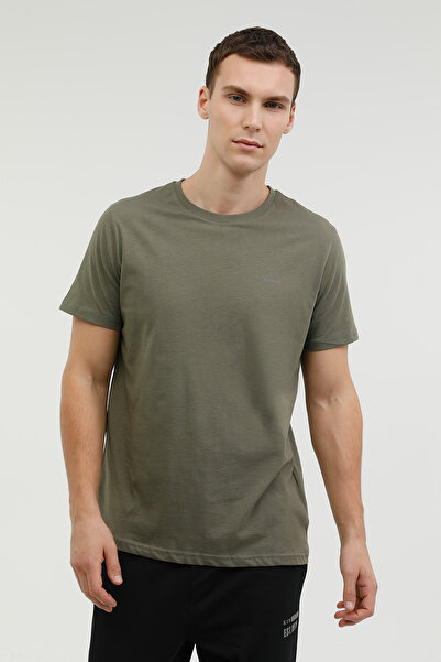 Kinetix M-sn220 Tricou de bază cu gât în ​​C, kaki, pentru bărbați, cu mânecă...