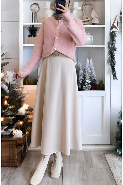 CNG MODA Scuba Flared Skirt with Back Zipper
