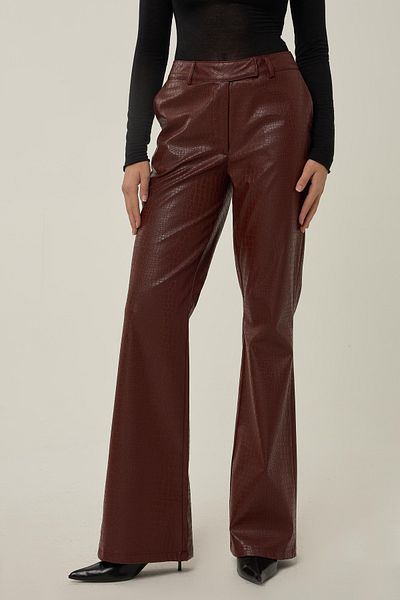 Hiccup Παντελόνι Flare Faux Leather με σχέδιο φιδιού