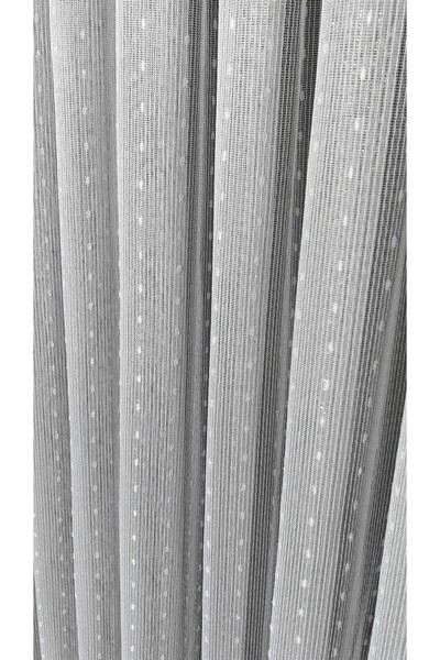 Yuka Silver Glitter Leaded Iron - 1/3 Close Pleat Tulle Curtain, Vertical Stripe Snowflake