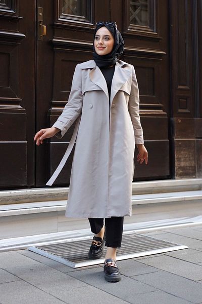 ALNİSS COLLECTİON Επιμεταλλωμένη καμπαρντίνα Hijab με επένδυση με κουμπιά