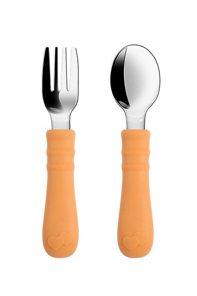 Chavin 304 Steel Orange Baby Spoon and Fork Set Cin930Tr