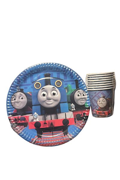Cadde Süs Thomas and Friends Themed Plate Glass Set of 8