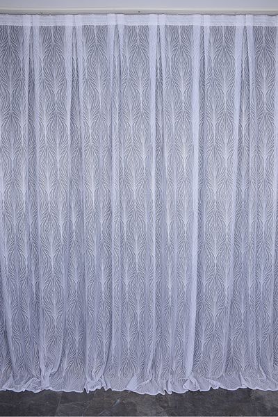 AKÇA TEKSTİL Kdk 2580 Pattern White Color Single Wing Pre-Sewn Pleated Background Curtain 300*260cm
