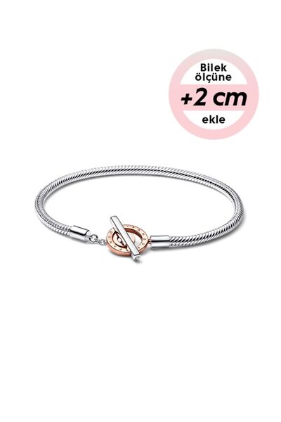 Pandora Signature Iki Renkli Logo T-kapama Klipsli Zincir Bileklik