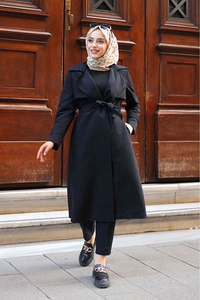 ALNİSS COLLECTİON Επιμεταλλωμένη καμπαρντίνα Hijab με επένδυση με κουμπιά