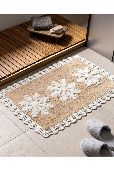 Madame Coco Rosévie Banyo Paspas - Beyaz/Bej - 50x80 cm