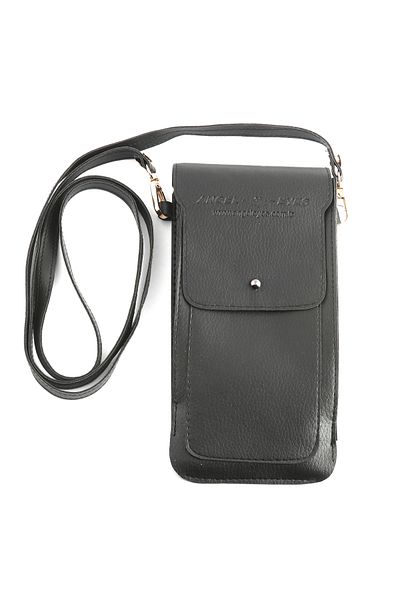 Angel Eyes " Black Leather Look Stylish Glasses Case - Adjustable Strap Shoulder Bag